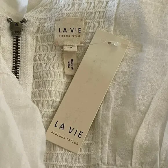 NEW La Vie Rebecca Taylor White Linen Short‎ Playsuit Romper